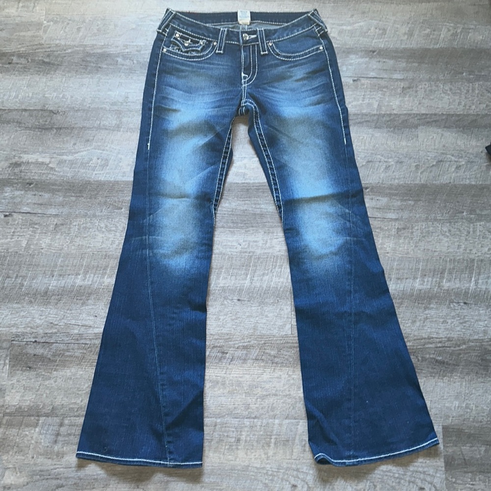 True Religion jeans flare rhinestone Joey disco Big T jeans 29